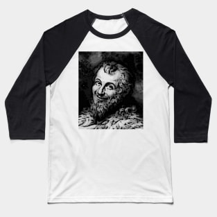 Democritus Black And White Portrait | Democritus Artwork 14 Baseball T-Shirt